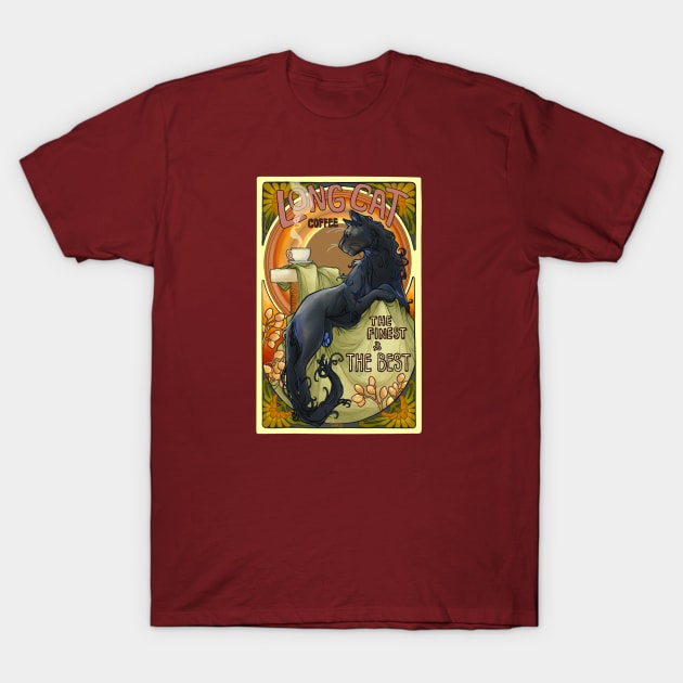 Mucha Long Cat Coffee T-Shirt by AjaMajor 